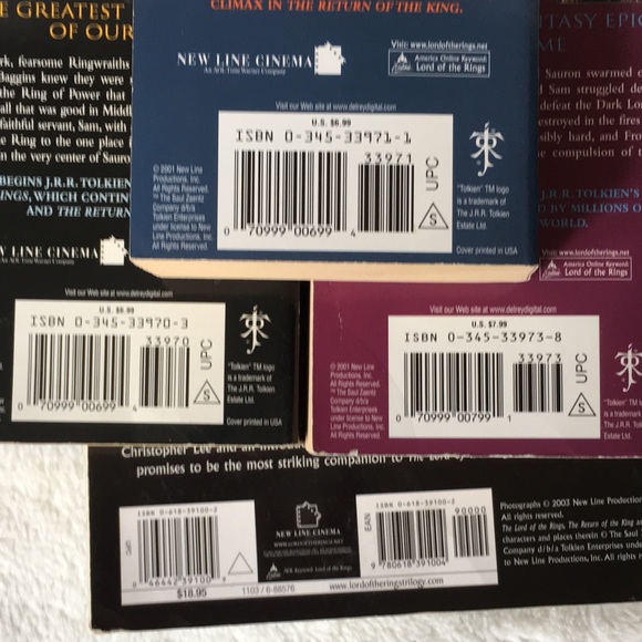 JRR Tolkien Lord of the Rings Trilogy Books Set of 3 + Weapons and Warfare - Picture 4 of 16